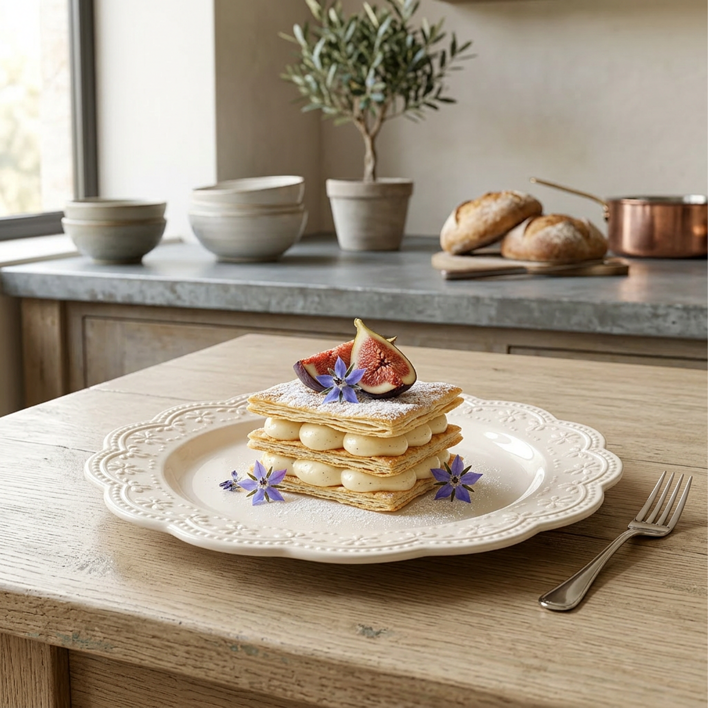Lace Scalloped Ceramic Dinner Plate