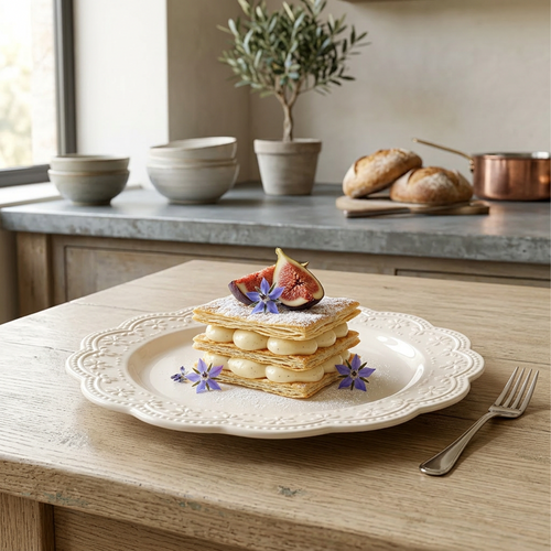 Lace Scalloped Ceramic Dinner Plate