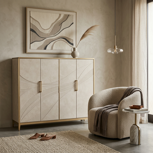 Shoe Cabinet - Ivory Waves Collection