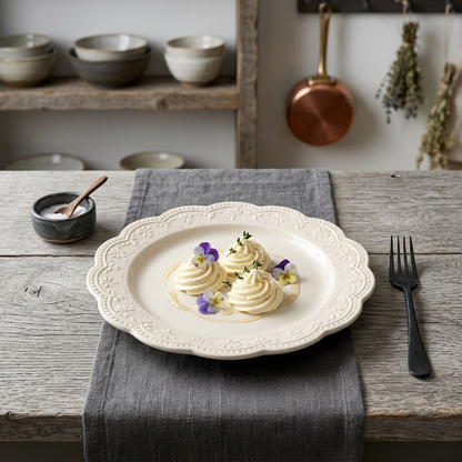 Lace Scalloped Ceramic Dinner Plate