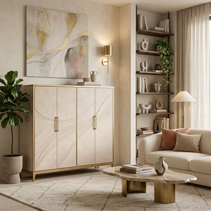 Shoe Cabinet - Ivory Waves Collection