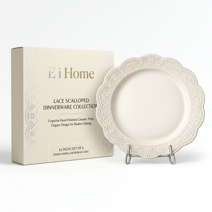 Lace Scalloped Ceramic Dinner Plate