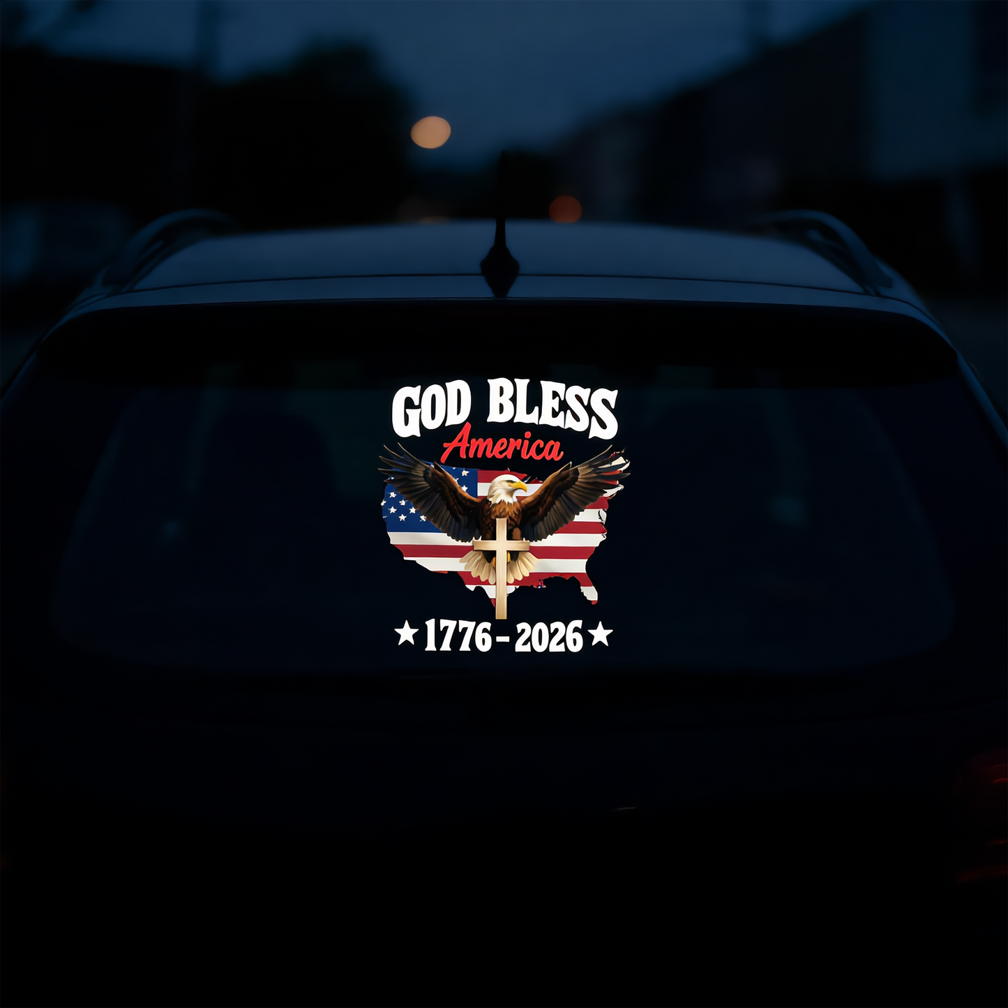 God Bless America 2026 Glow-in-the-Dark Patriotic Decal