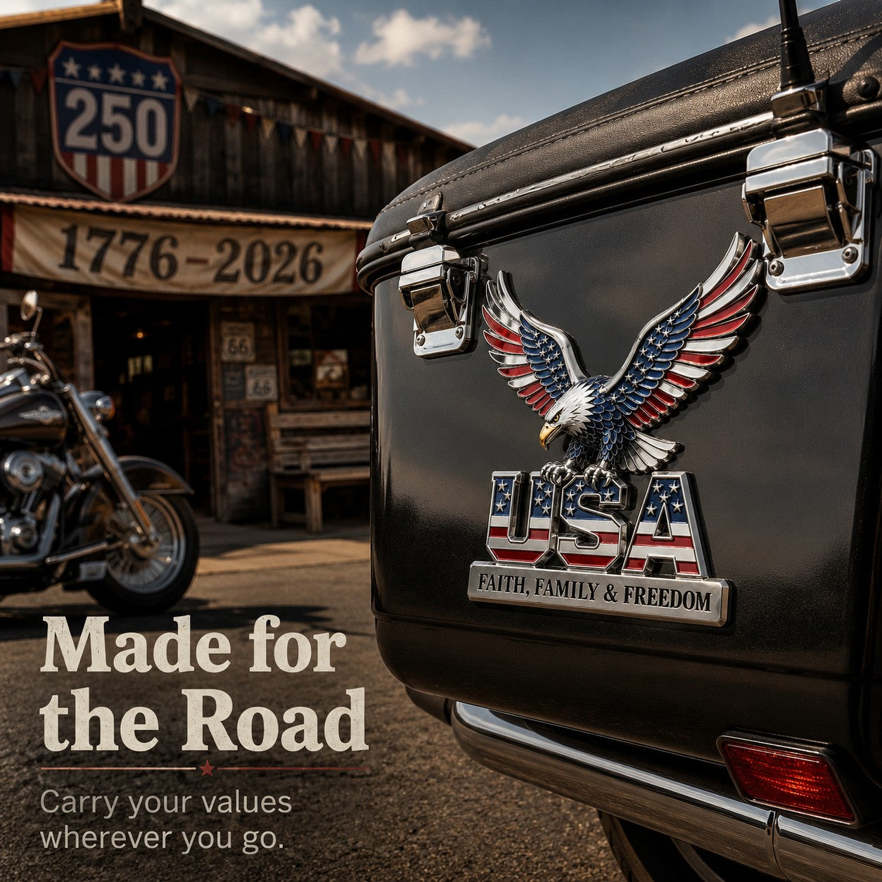 🇺🇸250th Anniversary - USA Faith. Family & Freedom. Metal Emblem