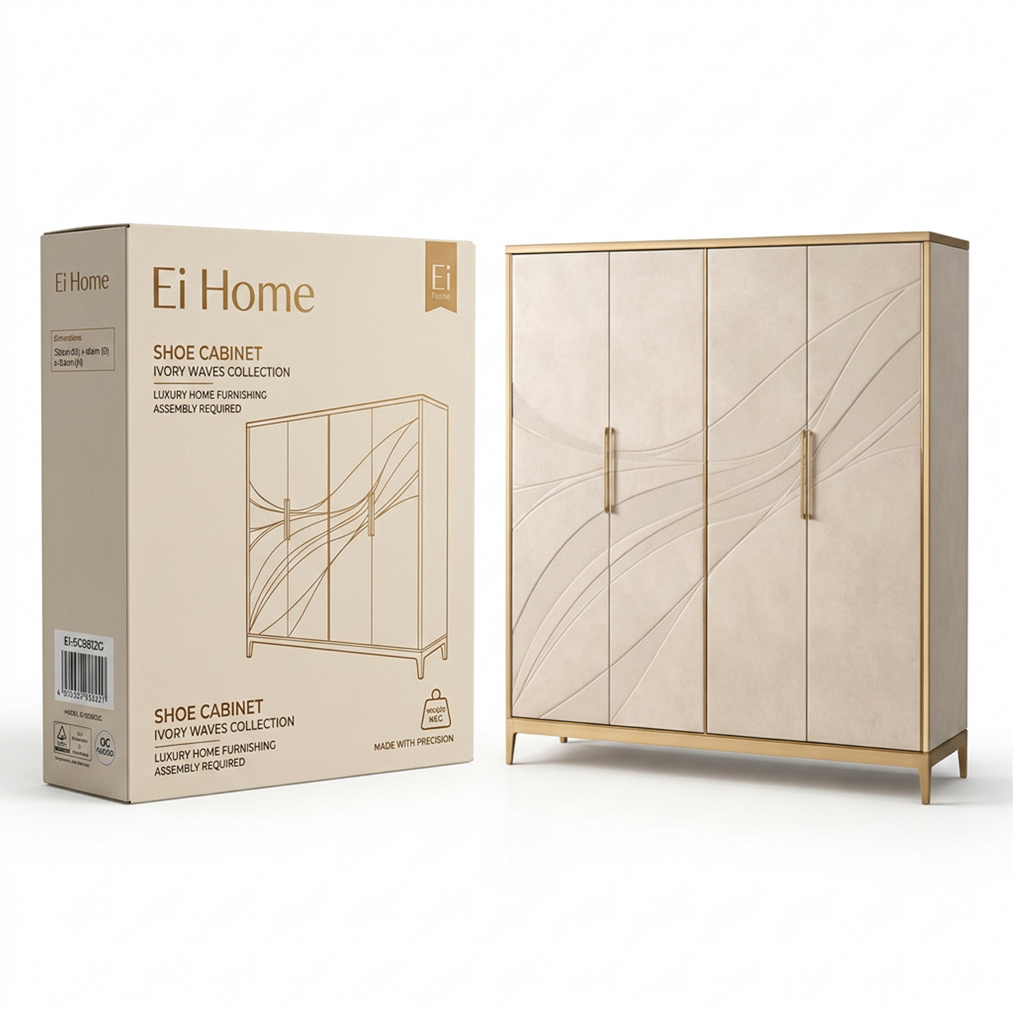 Shoe Cabinet - Ivory Waves Collection