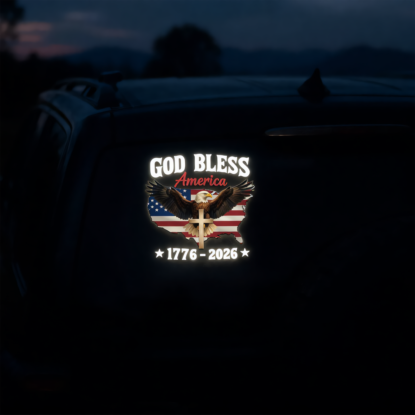 God Bless America 2026 Glow-in-the-Dark Patriotic Decal