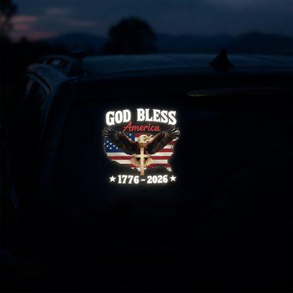 God Bless America 2026 Glow-in-the-Dark Patriotic Decal