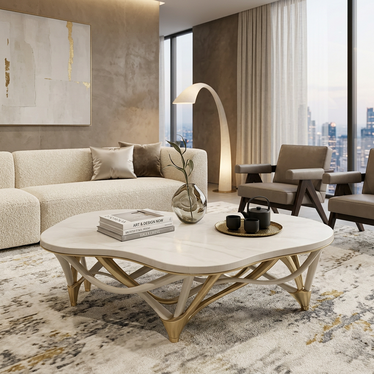 Organica Carrara & Gold-Finished Table