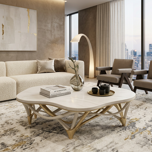 Organica Carrara & Gold-Finished Table