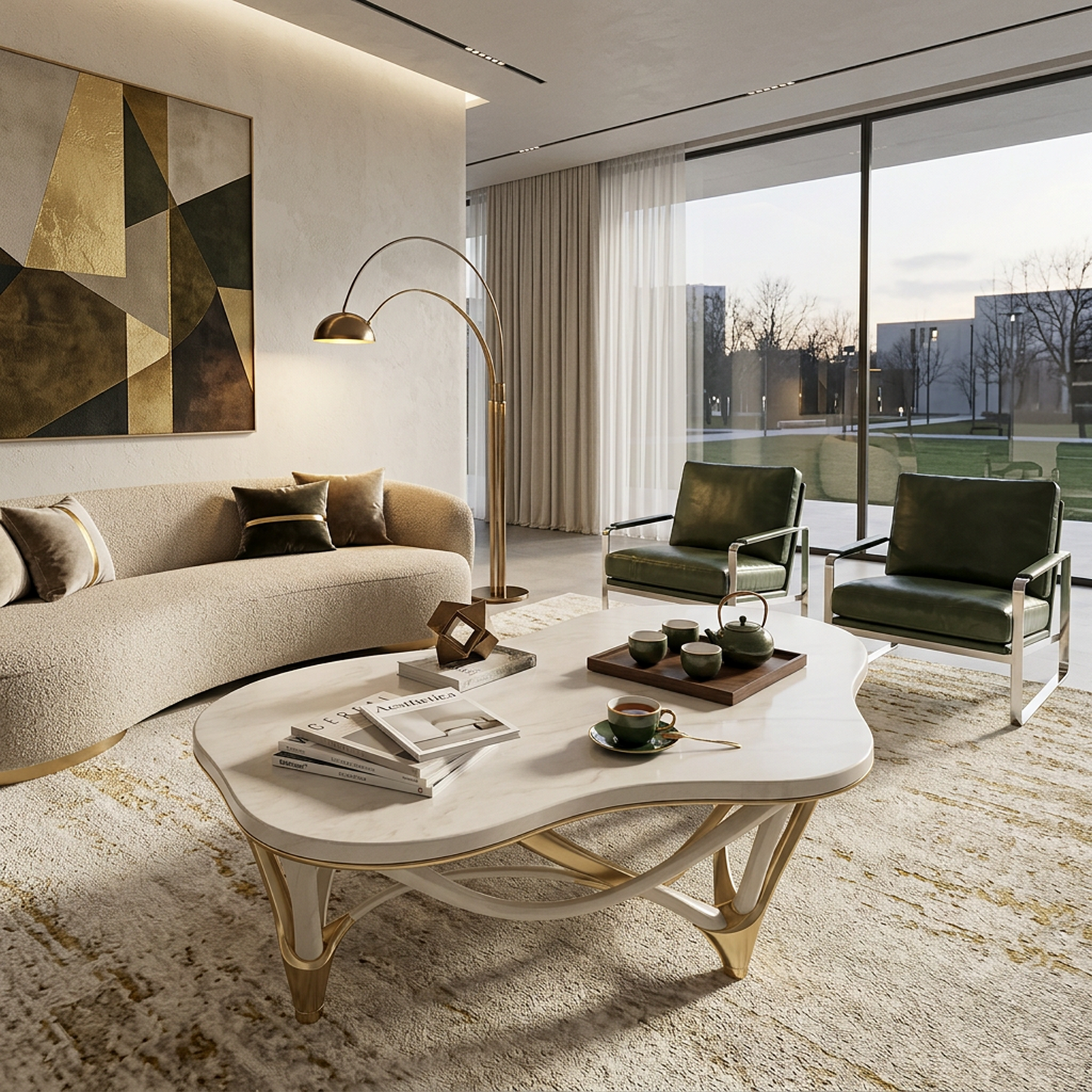 Organica Carrara & Gold-Finished Table