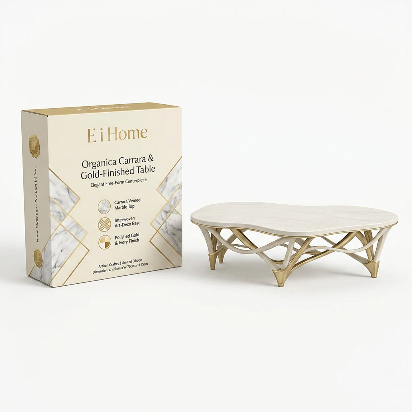 Organica Carrara & Gold-Finished Table