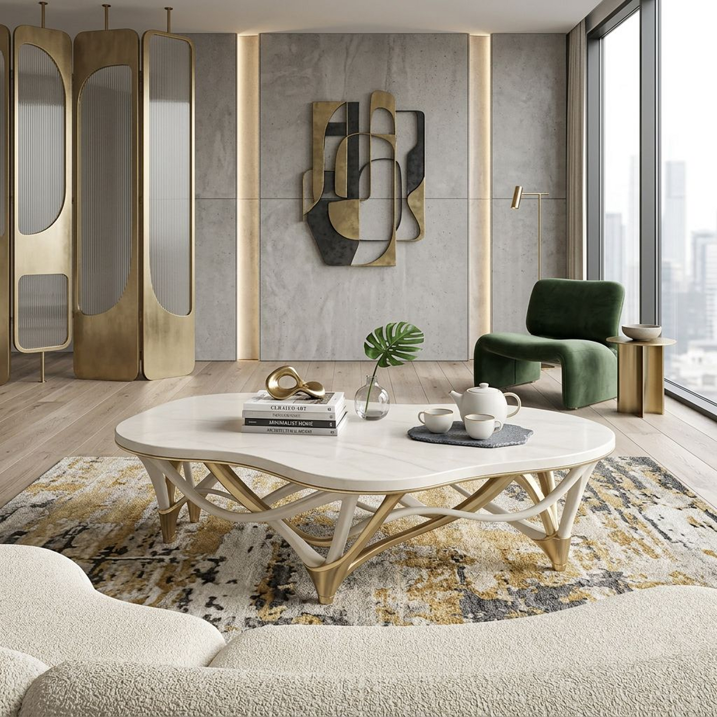 Organica Carrara & Gold-Finished Table