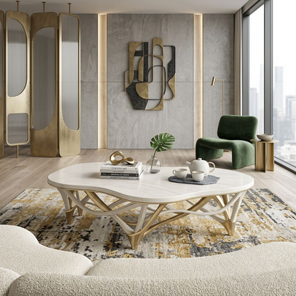 Organica Carrara & Gold-Finished Table